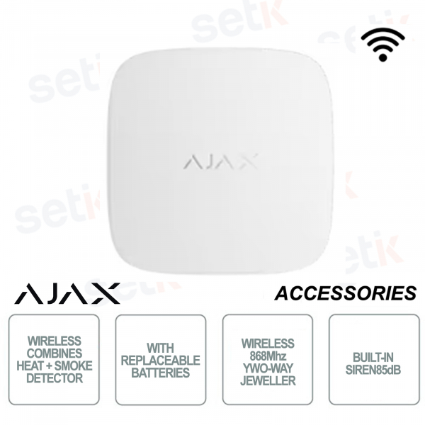 Ajax FireProtect 2 RB White – Wireless Fire Detector with Smoke, Heat and Carbon Monoxide Sensor Jeweller