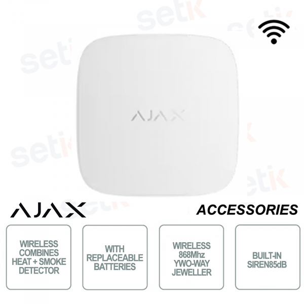 Fire detector with integrated heat, smoke and monoxide sensors - Wireless 868Mhz Jeweler - White
