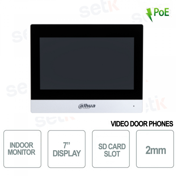 Monitor da interno - Display 7" Touch + Slot SD Card IP e WI - con telecamera 2mm- Argento - Dahua