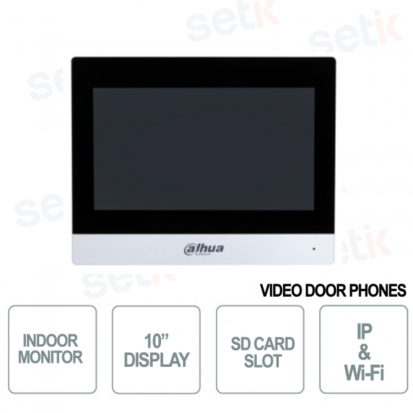Monitor da interno - Display 10" Touch + Slot SD Card IP e WI-Fi - Argento - Dahua
