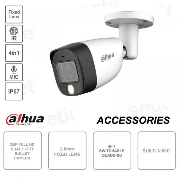 Outdoor Bullet Camera - 2MP Full HD - 2.8mm Lens - Microphone - S6 Version