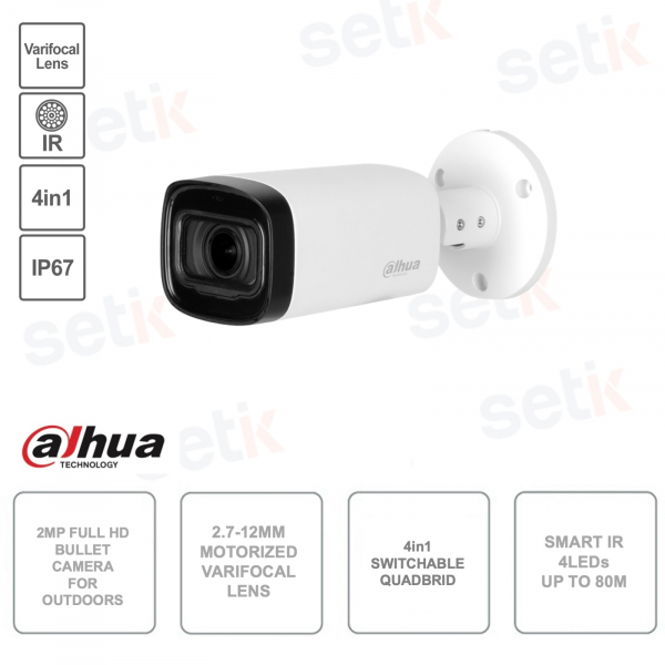 2MP Full HD outdoor camera - Motorized 2.7-12mm lens - switchable 4in1