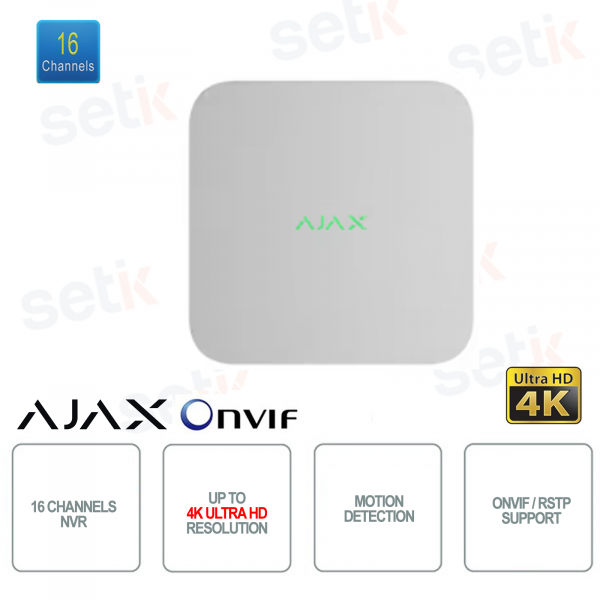 Ajax Réseau IP NVR 16 Canaux 4K UHD Baseline Blanc