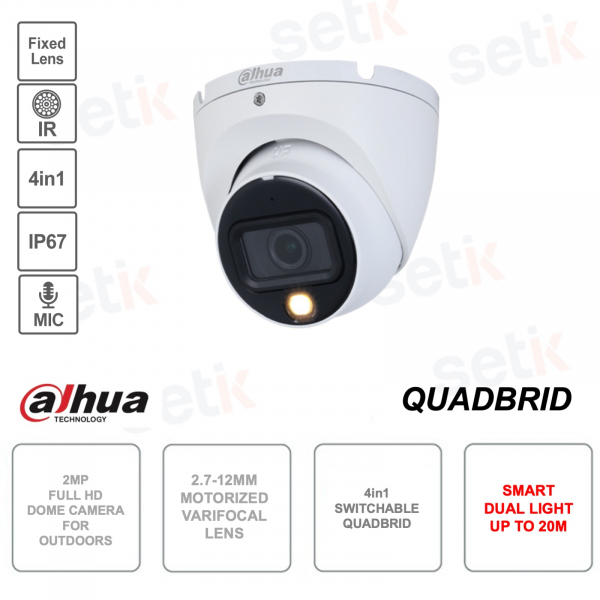 Cámara Eyeball de 2MP - Doble Luz - Lente fija de 2.8mm - Micrófono - Para exteriores - Versión S6