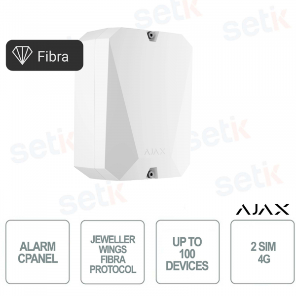 Ajax Hub Hybrid 4G-Zentraleinheit – Jeweller/Wings/Fibra – weiße Farbe