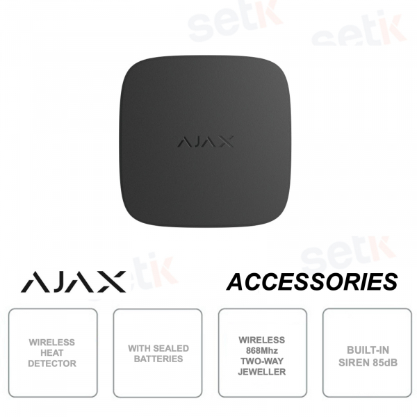 Ajax Rilevatore antincendio con sensori di calore - Wireless 868Mhz - Nero