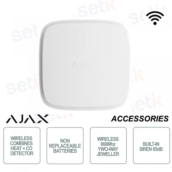 Ajax FireProtect 2 AC White – Jeweler Network Smoke and Heat Detector