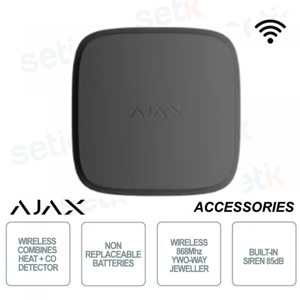 Ajax Rilevatore antincendio con sensori di calore e fumo integrati - Wireless 868Mhz - Nero