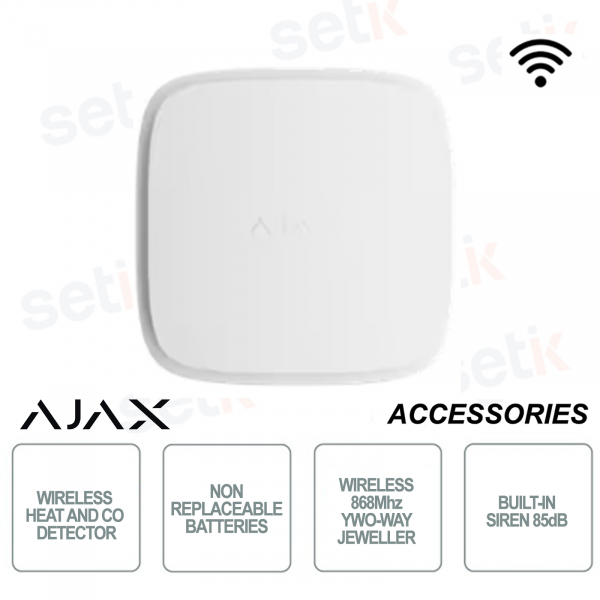 Fire Detector with Smoke and Carbon Monoxide Sensors - Wireless 868Mhz Mains Powered - Biaco