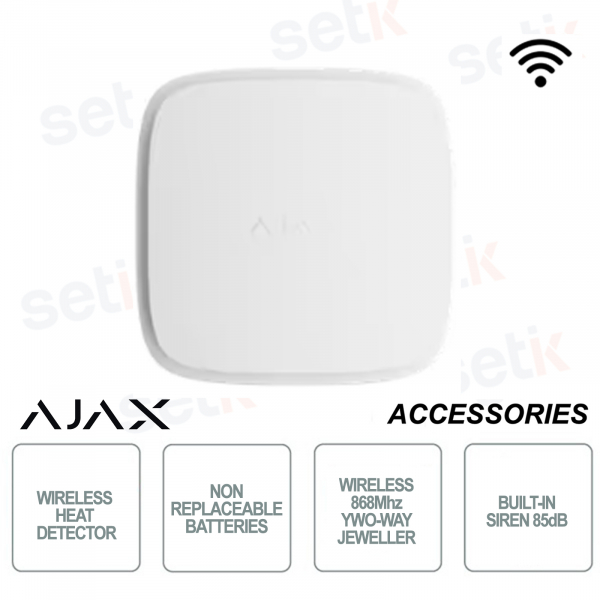 Ajax Heat Fire Detector - Wireless Mains Powered - White