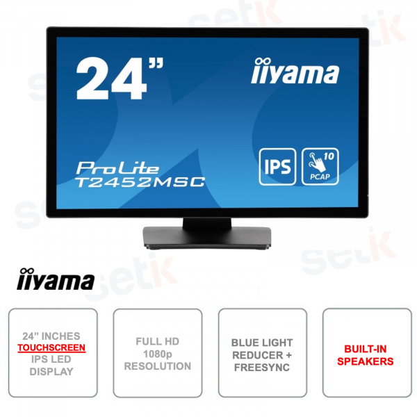Monitor de pantalla táctil - 24 pulgadas - IPS LED - Full HD 1080p - capacitiva de 10 puntos