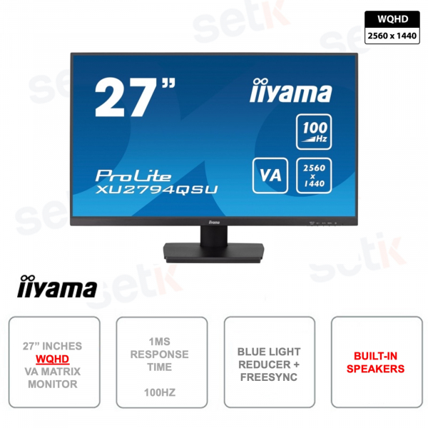 Monitor VA MAtrix - WQHD 2560x1440 - 27 Pollici - 100Hz - 1ms - Altoparlanti - HDMI - DisplayPort