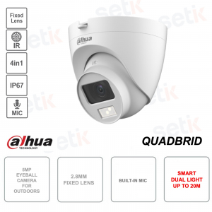 Telecamera IP Eyeball 4in1 - 5MP Dual Light - 2.8mm - Da esterno - Microfono - Versione S2