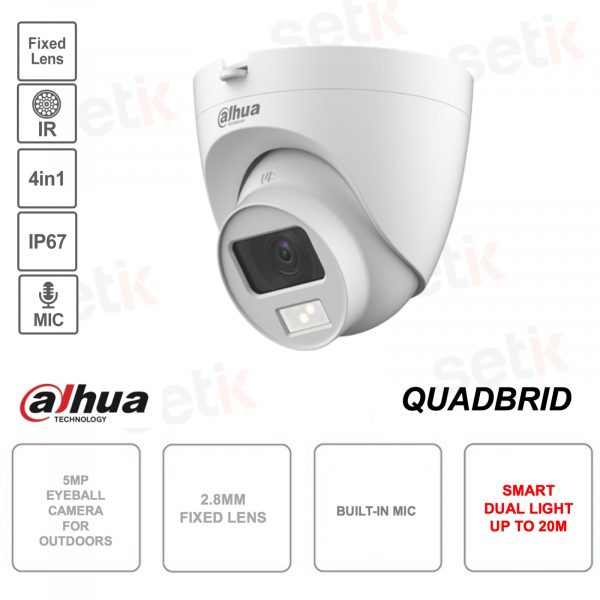 Eyeball 4in1 IP-Kamera – 5 MP Dual Light – 2,8 mm – Outdoor – Mikrofon – S2-Version