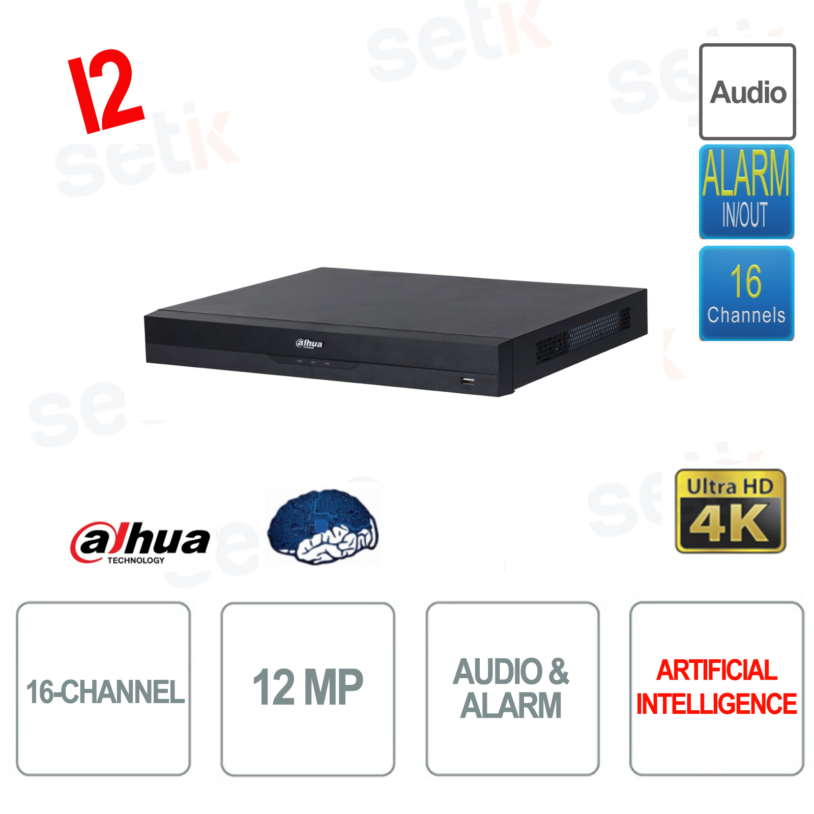 NVR Dahua 16 Canali Con Intelligenza Artificiale - Registratore Di Rete Per Videosorveglianza IP Fino A 12MP - Foto 3