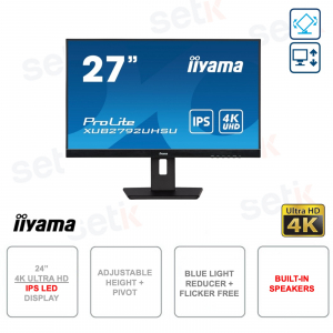 Monitor LED IPS - 4K Ultra HD - 27 pulgadas - 4ms - Regulable en altura y rotación