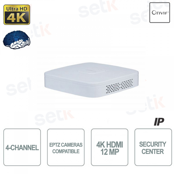 Enregistreur NVR IP 4K HDMI 12MP 4 canaux pour caméras de surveillance - DAHUA