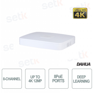 NVR Dahua 8 Canali con AI, PoE e 4K: Videosorveglianza Intelligente
