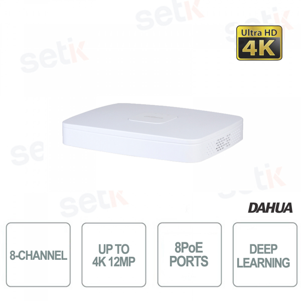 NVR Dahua 8 Canali con AI, PoE e 4K: Videosorveglianza Intelligente
