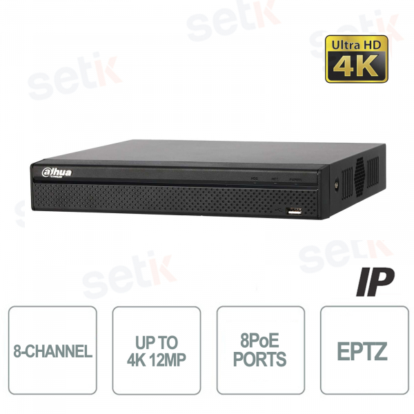 8-Channel IP NVR 4K H.265+ 12MP 8 PoE - Dahua