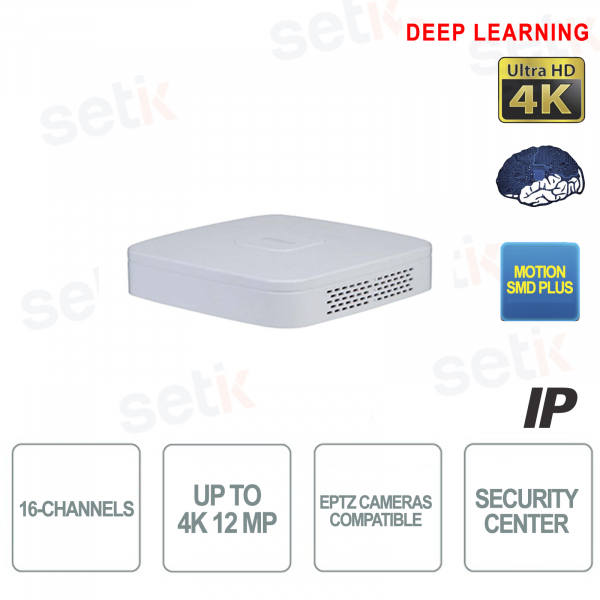 Grabador IP Dahua NVR 16 Canales 4K 12MP para cámaras de videovigilancia