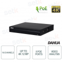 AI NVR IP 16 channels up to 12MP 4K with 8ch PoE Lite Series Dahua 4.0 1HDD