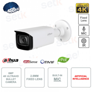 ePoE ONVIF® IP-Bullet-Kamera – 8 MP 4K – S3 – 2,8 mm – künstliche Intelligenz – Mikrofon – Audio – Alarm