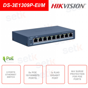 Switch réseau administrable - 8 ports PoE 10/100M - 1 port Gigabit RJ45