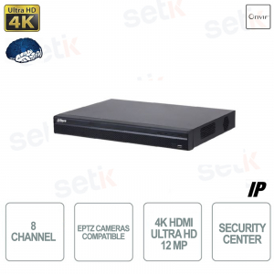Registratore NVR 8 Canali 4K HDMI 12 MP IP per telecamere di videosorveglianza - DAHUA