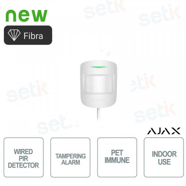 Detector de movimiento con cable de fibra MotionProtect con sensor PIR - Blanco