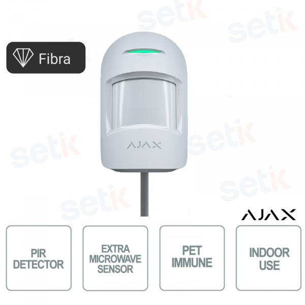 Detector de movimiento interior con cable de fibra Motioncam (PhOD) con sensor de microondas adicional