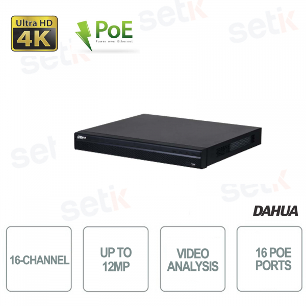 Dahua NVR 16 Canali con PoE e AI Avanzata fino a 12MP