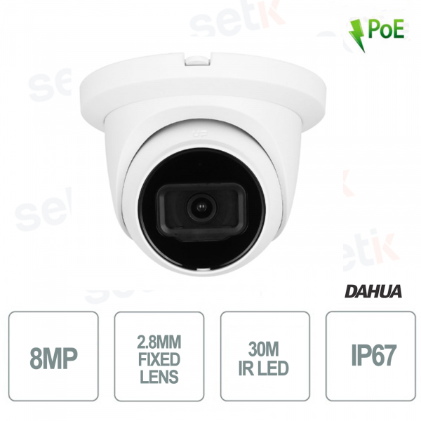 Mini Dome 8MP 2.8 mm WDR IP ONVIF® PoE camera