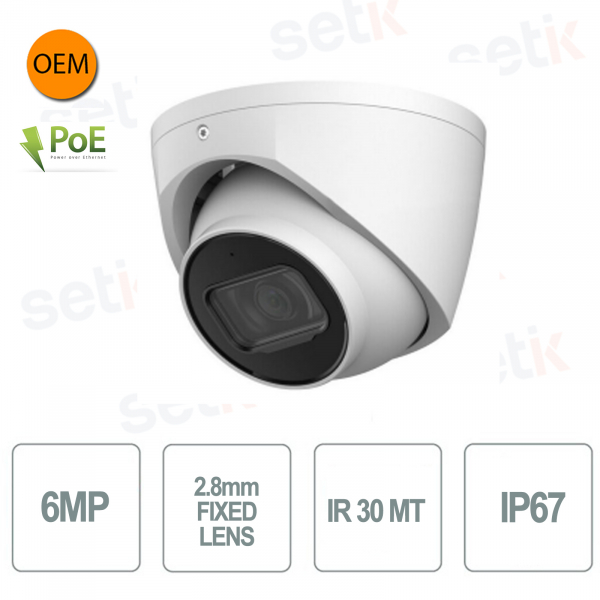 Caméra dôme PoE IP ONVIF® WDR 6 MP 2,8 mm