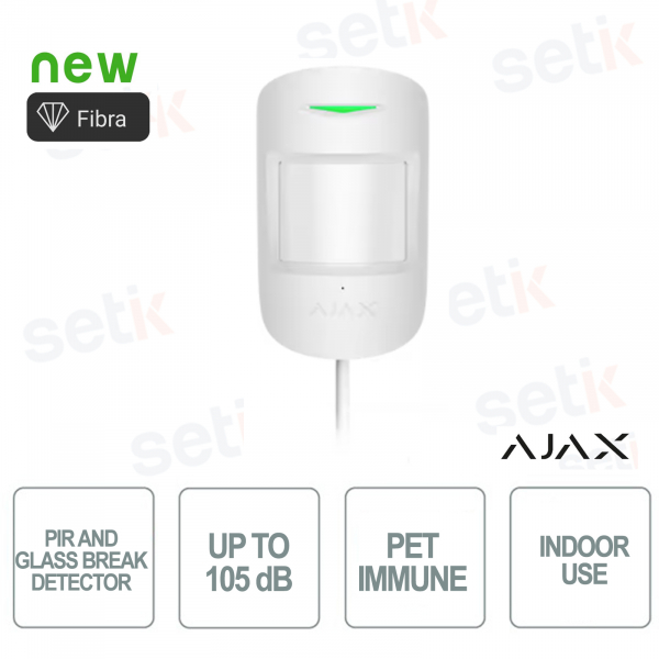 CombiProtect Fiber Motion Sensor IR-Detektor und kabelgebundener Glasbruch – Mikrofon – Weiß