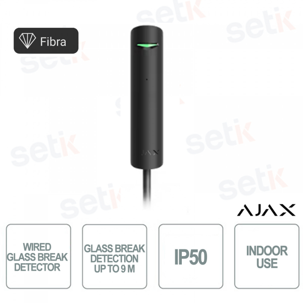 Superior GlassProtect Fibra Nero – Sensore Rottura Vetro Ajax con Tecnologia Fibra