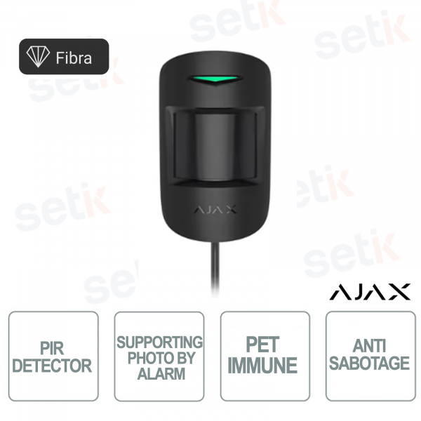 Detector de movimiento con cable AJAX-PIR con fotoverificación Negro