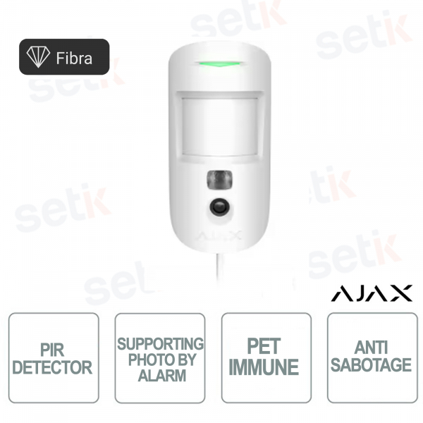 AJAX-Rilevatore di movimento cablato PIR con foto-verifica Bianco