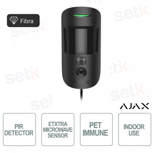 Ajax Superior MotionCam (PhOD) Fibre Noire – Capteur PIR filaire avec Photo à la demande et vérification avancée