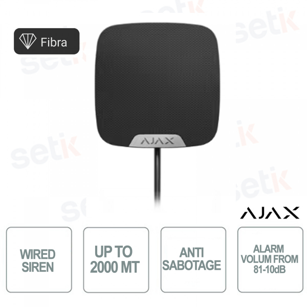 Superior HomeSiren Fibra - Wired Indoor Siren - Black Fiber - AJAX