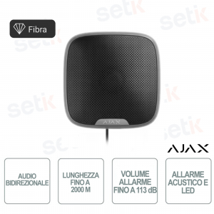 Superior StreetSiren Fibra Nero Sirena Cablata IP54 113dB Fibra 2000m Antisabotaggio LED Outdoor Indoor - Ajax