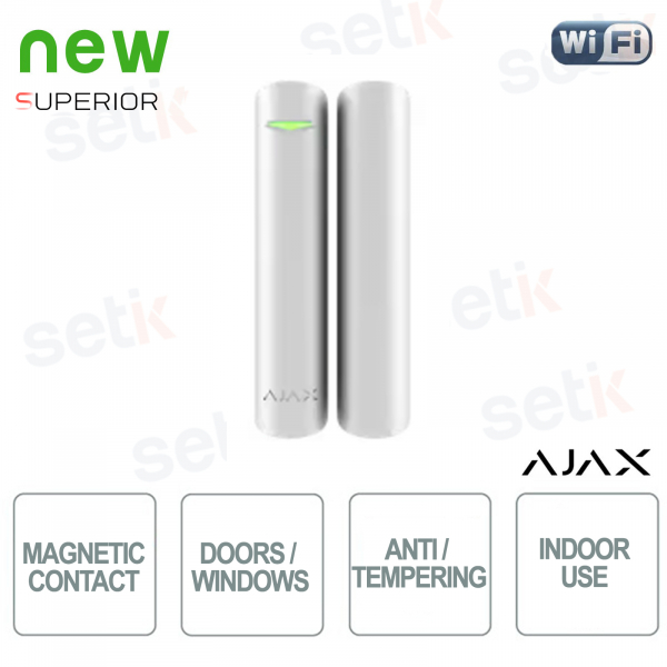 Ajax Superior DoorProtect S Drahtloser magnetischer Tür-/Fensterkontakt 868 MHz Juwelier mit zwei Reed-Relais Weiß