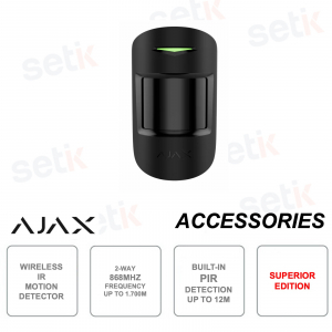 Ajax Superior MotionProtect Jeweler Noir – Détecteur PIR sans fil professionnel