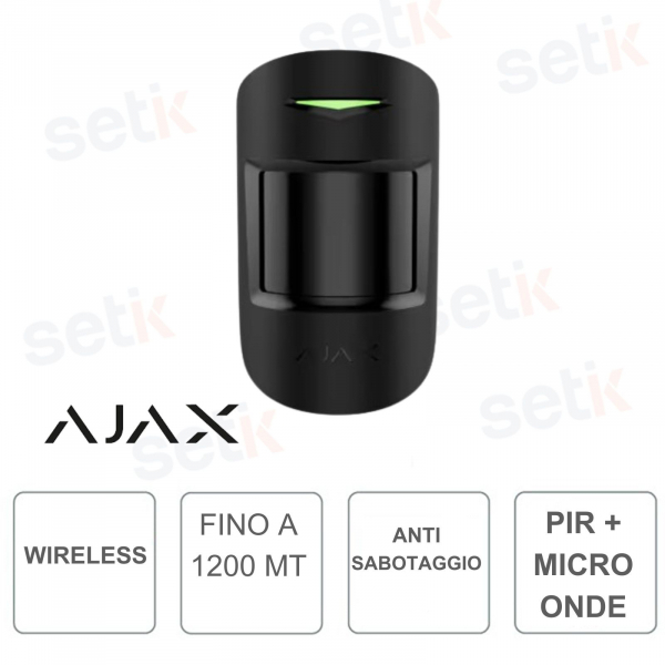 Ajax Superior MotionProtect Plus Jeweller Nero – Sensore PIR e Microonde Wireless Professionale