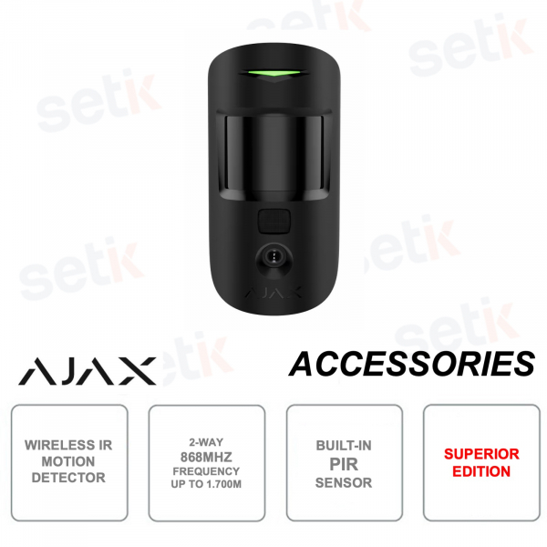 AJAX – Drahtloser IR-Bewegungsmelder – Integrierte Kamera – Kabellos 868 MHz
