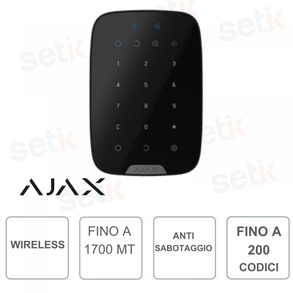 AJAX-Wireless-Tastatur, die Karten und Schlüsselanhänger unterstützt - Colore Nero