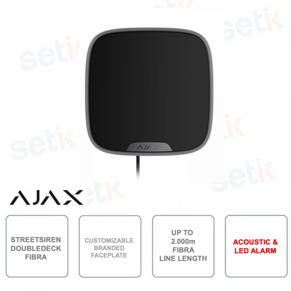 Kabelgebundene Ajax-Sirene mit Unterstützung für eine anpassbare Frontplatte – schwarze Farbe