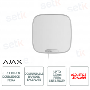 Ajax Superior StreetSiren DoubleDeck Fiber-Wired Siren with Customizable Front Panel - White