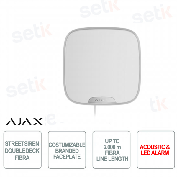 Kabelgebundene Ajax-Sirene mit Unterstützung für eine anpassbare Frontplatte – Farbe Weiß