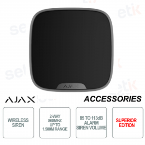 Superior StreetSiren DoubleDeck Jeweller - Sirena wireless con supporto per cover brandizzata - Colore Nero - Ajax